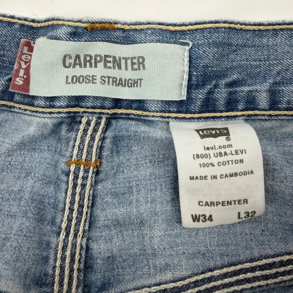 Vintage Y2K Levi's Carpenter Jeans Men 34x32 Loose Straight Baggy Light Wash